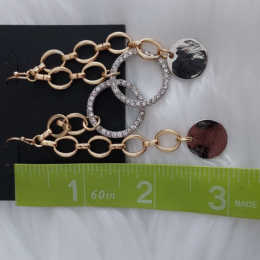 SILVER AND GOLD DISK EARRINGS - Picture 4 of 6